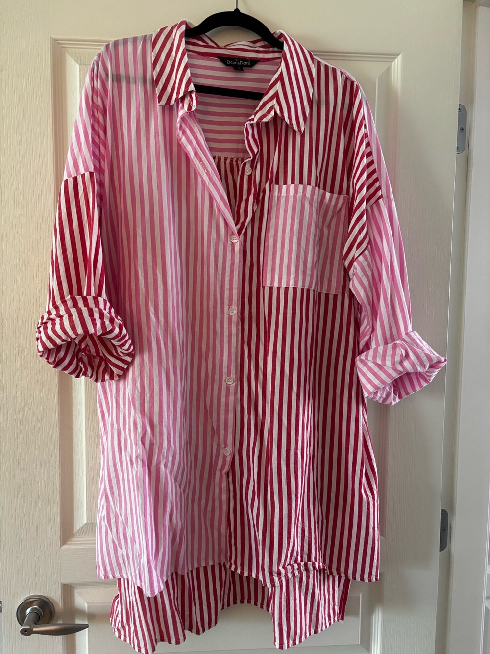 Davi & Dani Pink and Red Striped Shirt